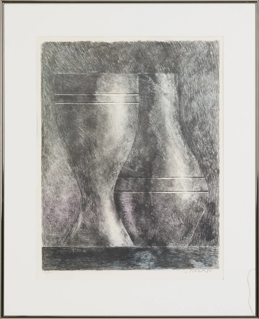 PHILIP VON SCHANTZ. Komposition, signerad och daterad v Schantz -82, 39/75, färglitografi. — Engravings & Prints — Stockholms Auktionsverk Magasin 5