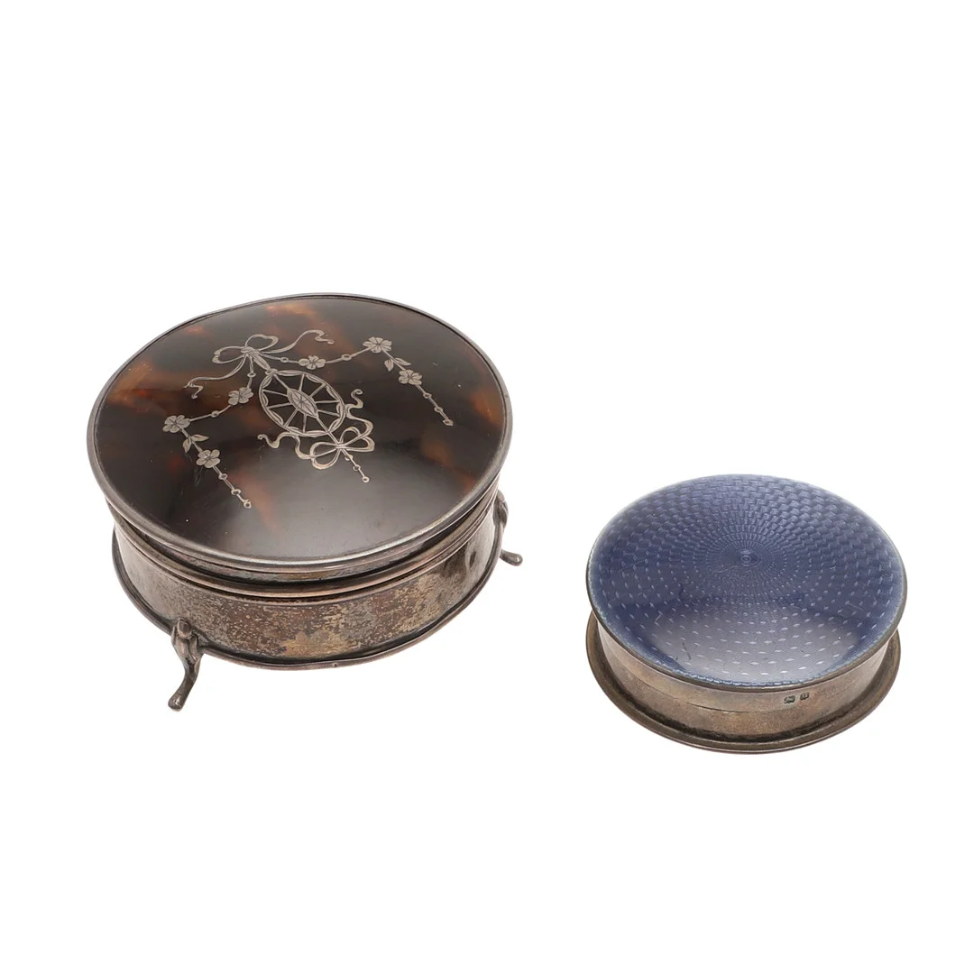 SILVER & TORTOISESHELL BOX & SILVER & ENAMEL BOX. — Silver — Lawrences Auctioneers