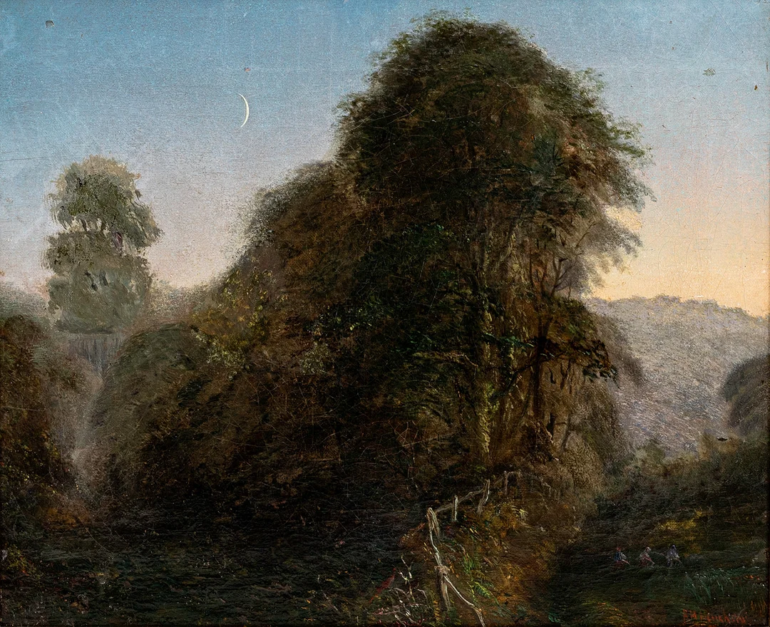 FREDERICK HENRY HENSHAW (1807-1891). Skymningsmotiv, olja på duk, signerad, daterad 1837. — Paintings — Auktionshuset Kolonn