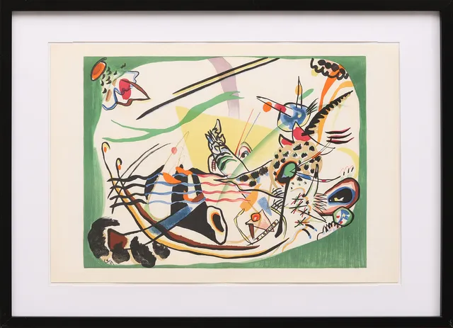 WASSILY KANDINSKY. EFTER. "Bord vert", färglitografi ur Derrière le Miroir nr 101-102-103 1957.