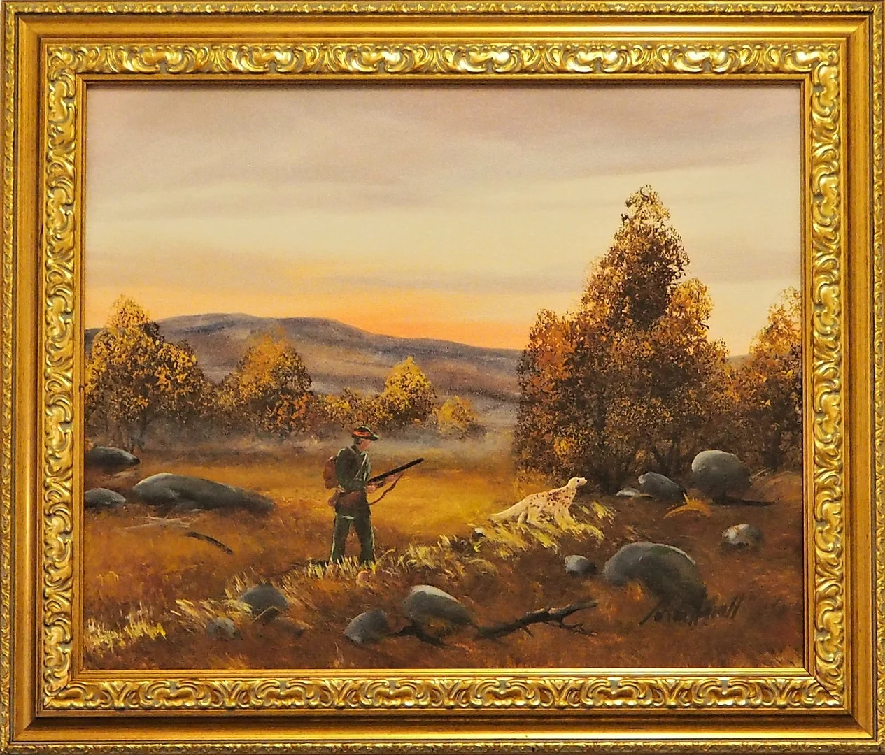 JOHAN ARVALL. oljemålning "på jakt". — Paintings — Lysekils Auktionsbyrå