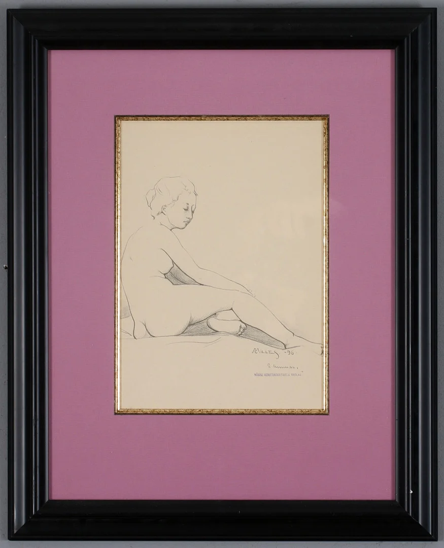 CARL MILLES. EFTER. Modellstudie, tryck, signerad samt daterad -96 i tryck. — Engravings & Prints — Stadsauktion Sundsvall
