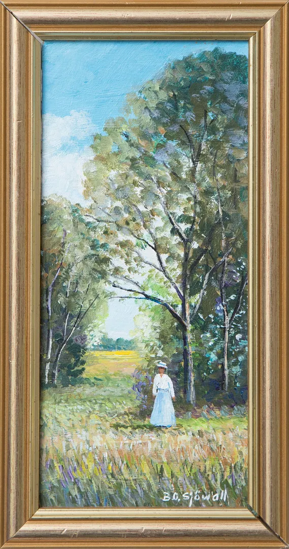 BERNDT OLOF SJÖWALL. OLJA på pannå "Under höga träd" signerad, 1900-tal.