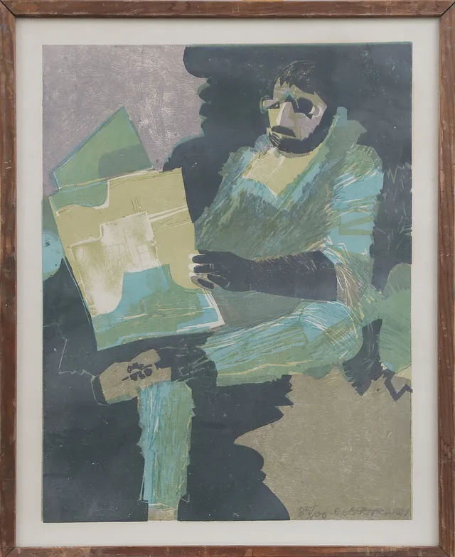 EBBE EBERHARDSON. LITO, signerad, 1900-tal.