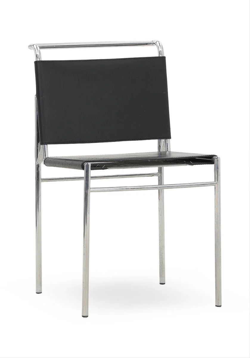 “Roquebrune Chair”. Chromed steel chair. Seat and back with black grain leather. Designed 1927. Manufactured by ClassiCon. — Modern Furniture — Bruun Rasmussen