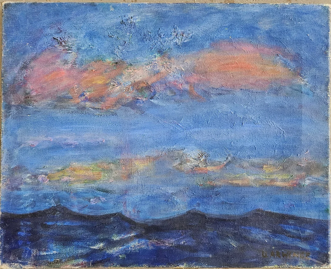 ULLA ARWINGE. "Hav och himmel". Olja på duk, signerad U. Arwinge. — Paintings — Auktionshuset Thörner & Ek