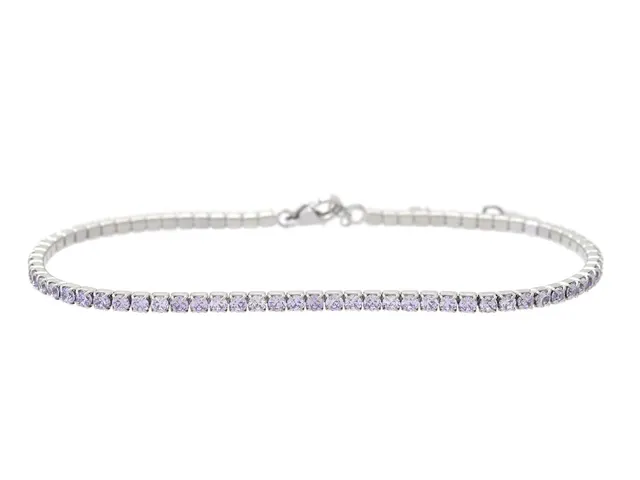 TENNISARMBAND, sterlingsilver, ljuslila cubic zirconia, längd 17-20 cm, vikt 3,7 g.