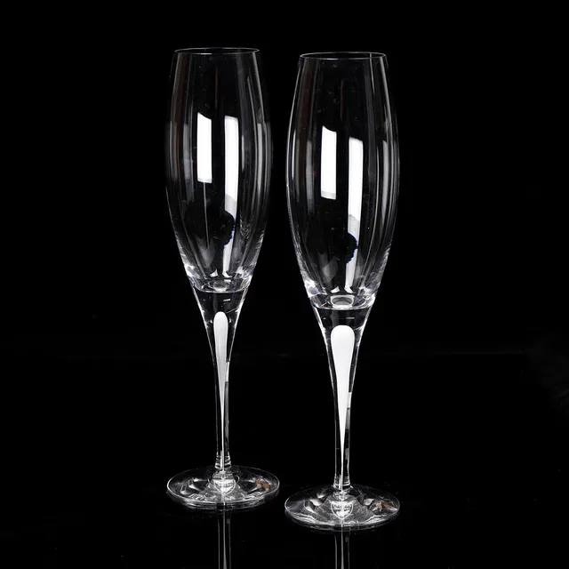 ERIKA LAGERBIELKE. Champagneglas, ett par, "Intermezzo Satin", Orrefors.