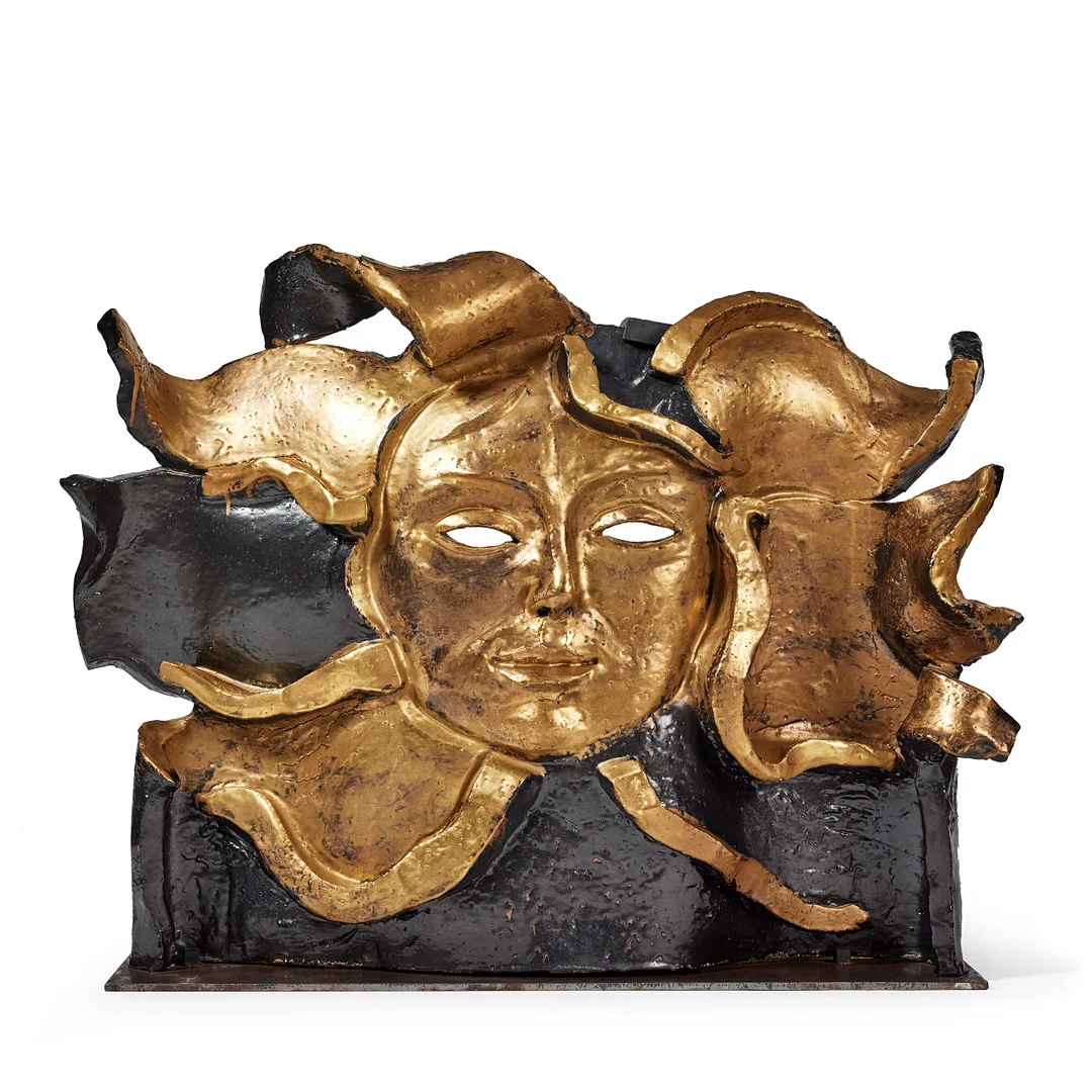 HERTHA HILLFON. "Sun Goddess", wall plaque, own studio, Stockholm, earthenware. — European — Stockholms Auktionsverk Fine Art