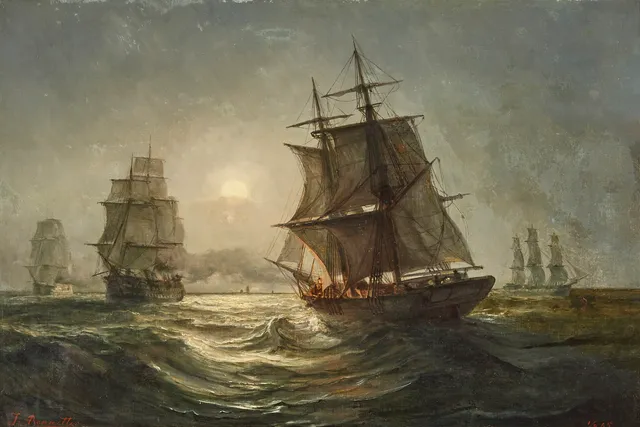 Bennetter, Johan Jakob — Seilskuter i måneskinn, 1865