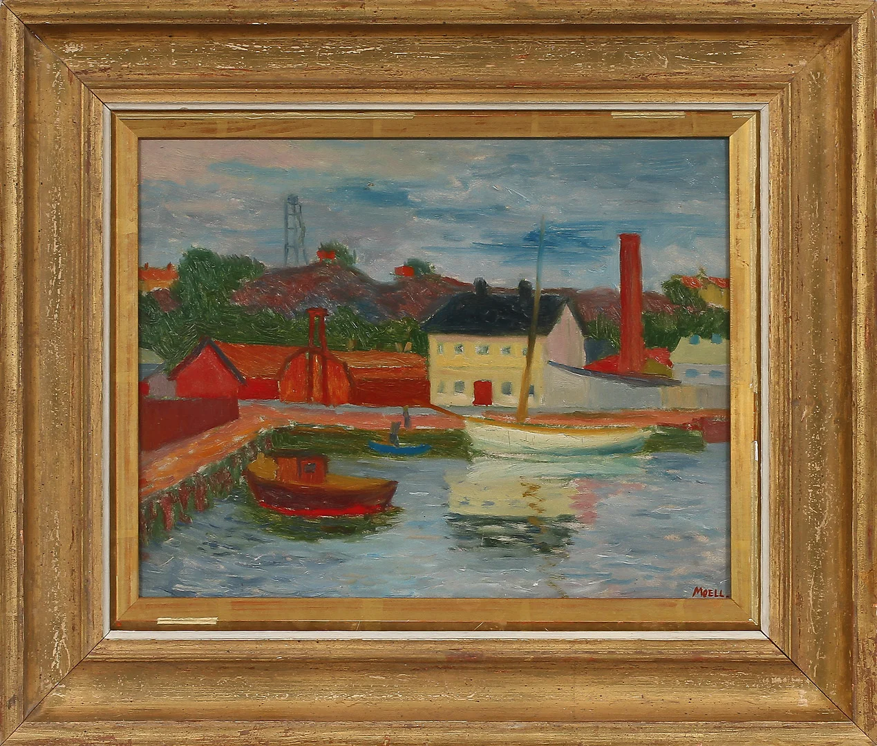 SVEN MOELL. "Carnegie, Klippan", olja på pannå, signerad. — Paintings — Göteborgs Auktionsverk