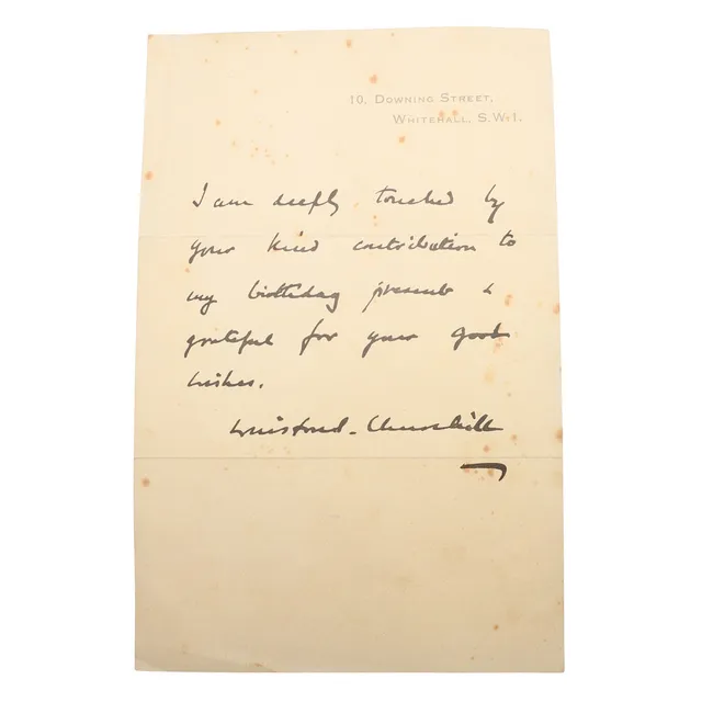 WINSTON CHURCHILL. A facsimile printed letter.