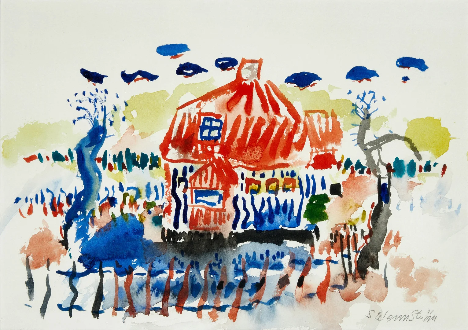 STIG WENNSTRÖM. Höstträdgård, signerad, akvarell. — Paintings — Crafoord Auktioner Stockholm