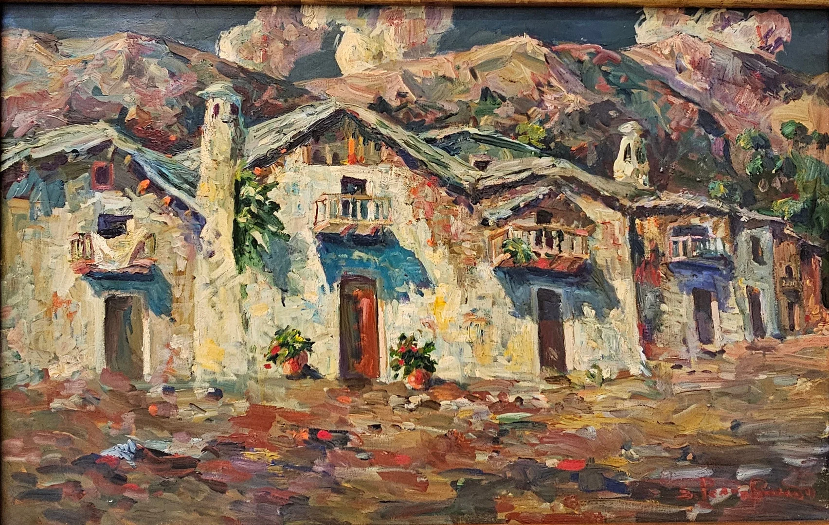 SALVADOR PÉREZ BASSOLS. CASAS ARANESAS, ÓLEO SOBRE LIENZO. — Paintings — Barcelona Auctions