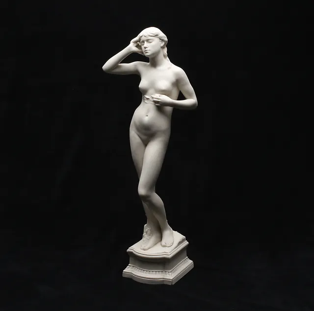 PER HASSELBERG. Efter, skulptur, parian, "Snöklockan", Gustavsberg, 1908.