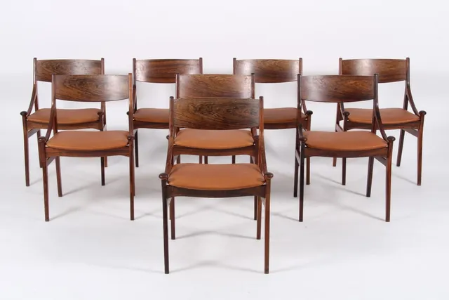 Vestervig Eriksen. A set of eight rosewood chairs (8)