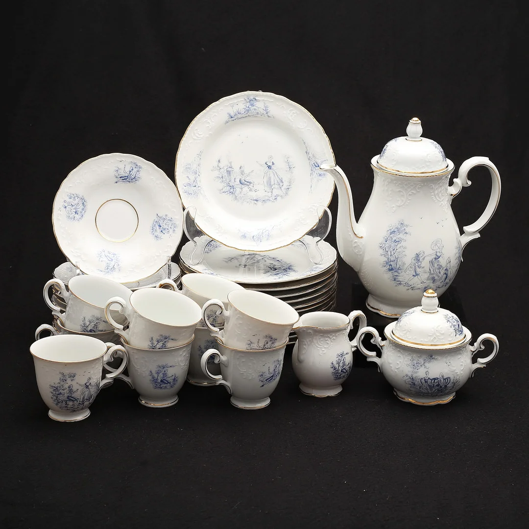 KAFFESERVIS, 35 delar, porslin, "Bellman", Bavaria, Tyskland. — European — Växjö Auktionskammare