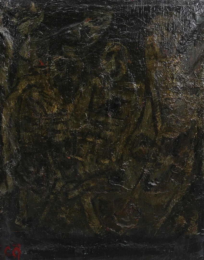 CALLE ÖRNEMARK. Olja på spännram/ram, "Tortyrkammaren". — Paintings — Gomér & Andersson Jönköping