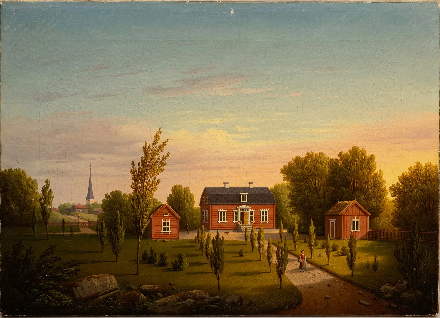 CARL ABRAHAM ROTHSTÉN. Landsbygd med hus, olja på duk, monogramsignerad, CAR. — Paintings — Auktionshuset Kolonn