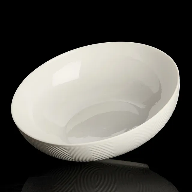 AXEL SALTO (DANMARK, 1889–1961). Skål, porslin, Royal Copenhagen 1959, räfflad dekor av blad.