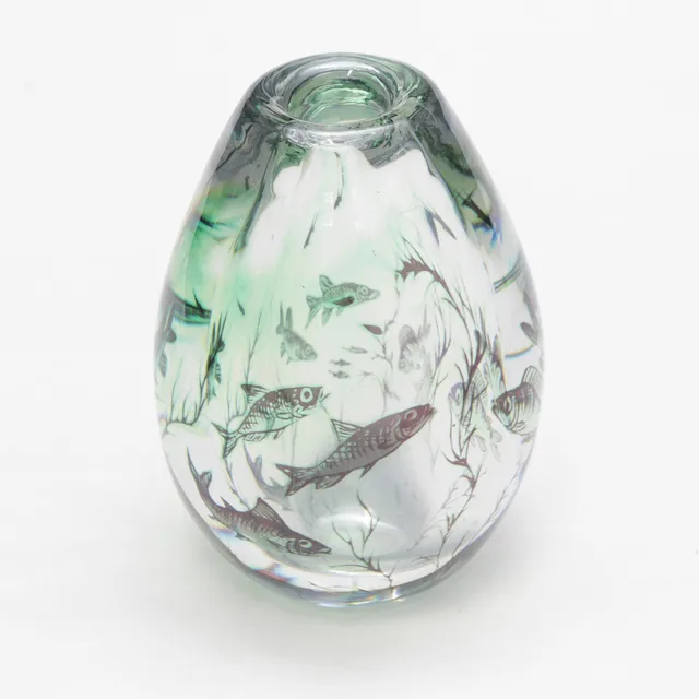 EDWARD HALD. VAS, glas, Fiskgraal, Orrefors, signerad, 1949.