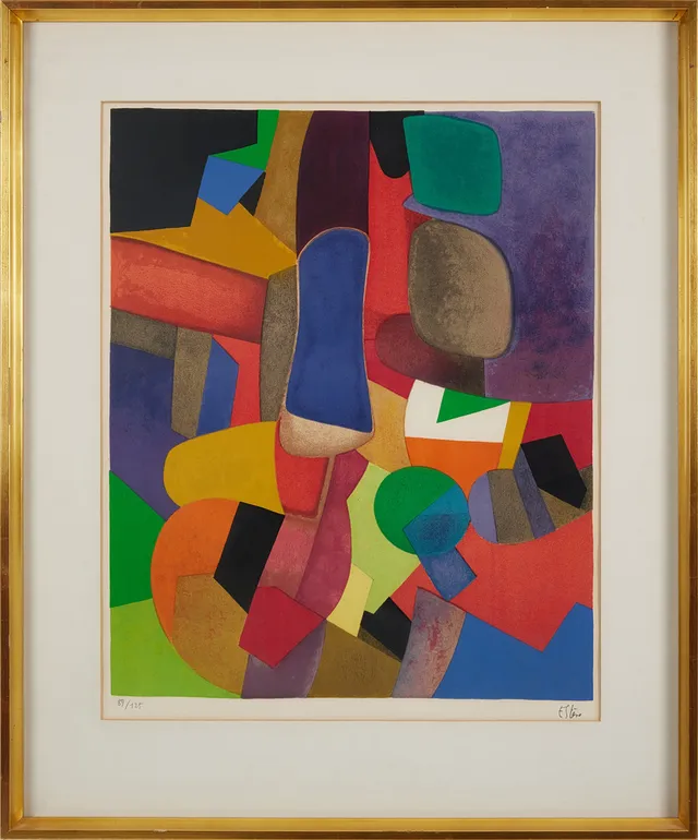 MAURICE ESTEVE (1904-2001). Komposition, färglitografi, signerad Estève.