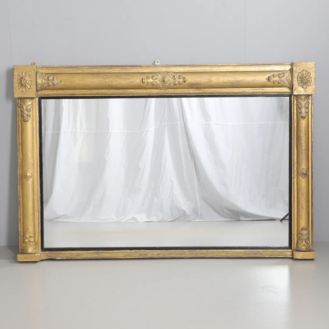 A 19TH CENTURY AND LATER GILT FRAMED OVERMANTEL MIRROR. — Mirrors — Lawrences Auctioneers