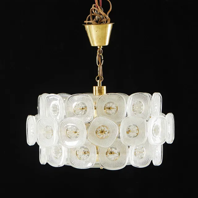 KJELL BLOMBERG. taklampa, glas, för Gullaskruf, 1960-tal.
