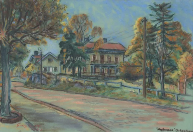 GEORG HULT. "Hoffmans Oskarshamn", pastell, signerad.