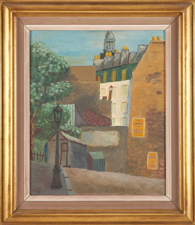 IVAN GRÜNEWALD. "Paris", olja på pannå, signrad samt daterad Iván -36.