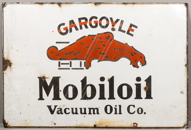 EMALJSKYLT Gargoyle, Mobilol, Vacuum Oil Co, 1900-talets mitt.