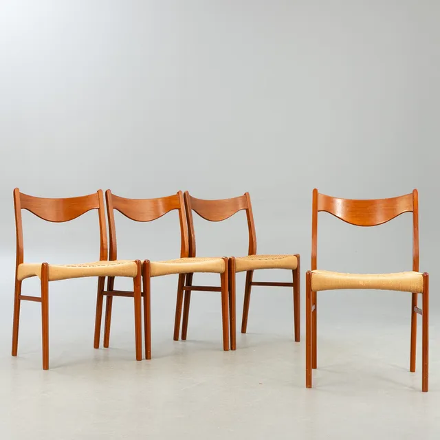 4 Stühle , Arne Wahl Iversen. Dänemark, 1960er Jahre.