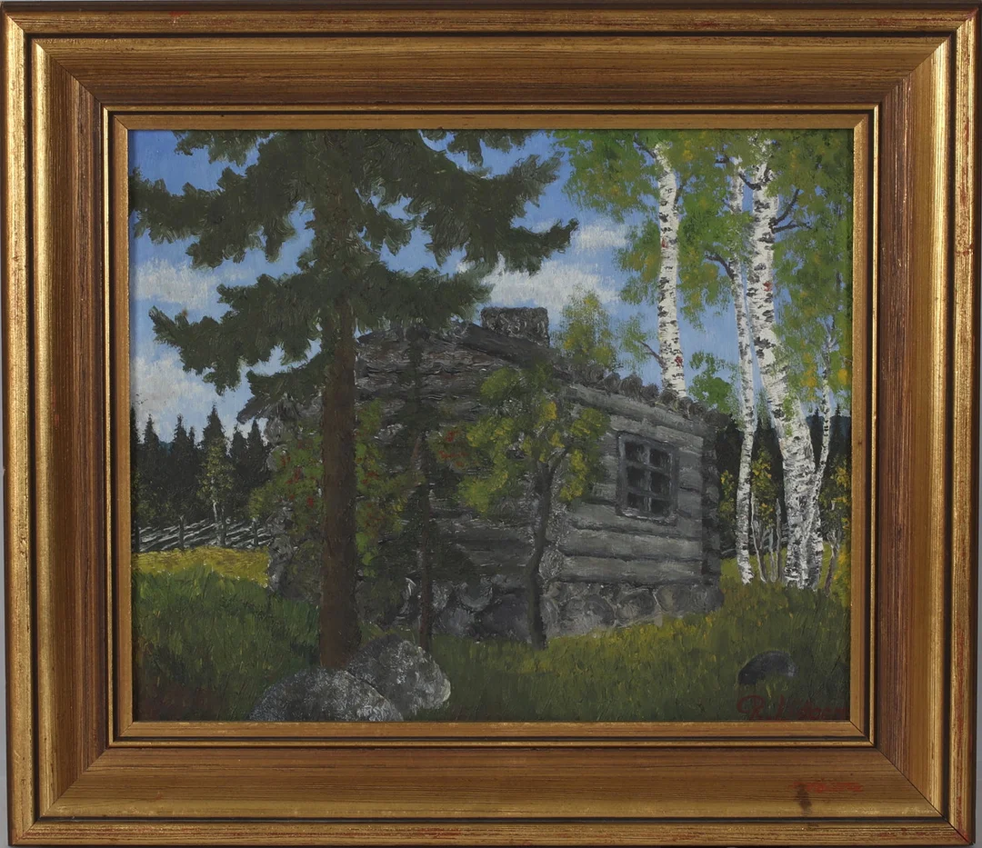 ROLF LIDBERG. "Gammal bakstuga från Liden", olja på pannå, signerad. — Paintings — Stadsauktion Sundsvall
