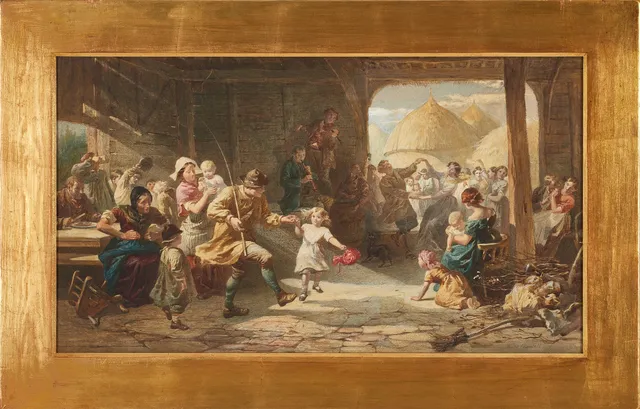 WALTER GOODALL (1830-1889). Byfest med musik och dans, signerad och daterad ”Walter Goodall 1862”, akvarell.