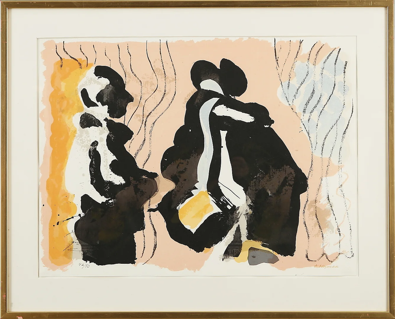 OLLE NYMAN. Kompostion med figurer, signerad samt numrerad 42/50. — Engravings & Prints — Auktionshuset Kolonn