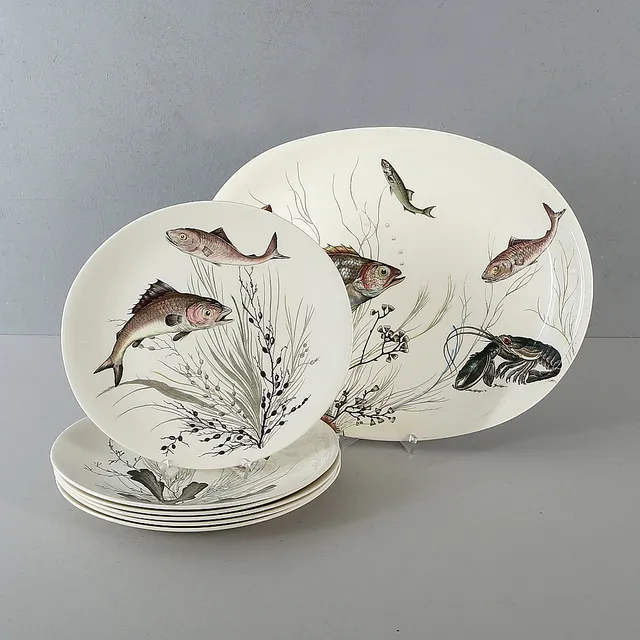 SERVISDELAR, 7 delar, Fish, Johnson Bros, England.