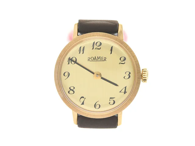 ROAMER, damur, 22 mm, Boett nr. 468.8220.095, doublé, manuell, plexiglas, skadad urtavla, defekt, läderband, originalspänne, hängetikett, ca 1975.