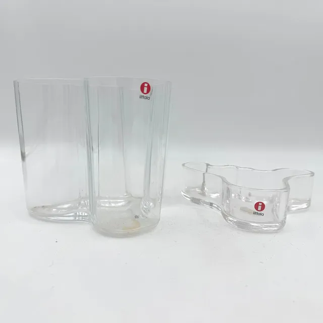 ALVAR AALTO. Vaser, 2 st. klarglas, "Savoy", Iittala, Finland.