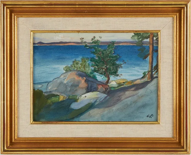 GEORG PAULI. Skärgårdslandskap, akvarell, monogramsignerad.