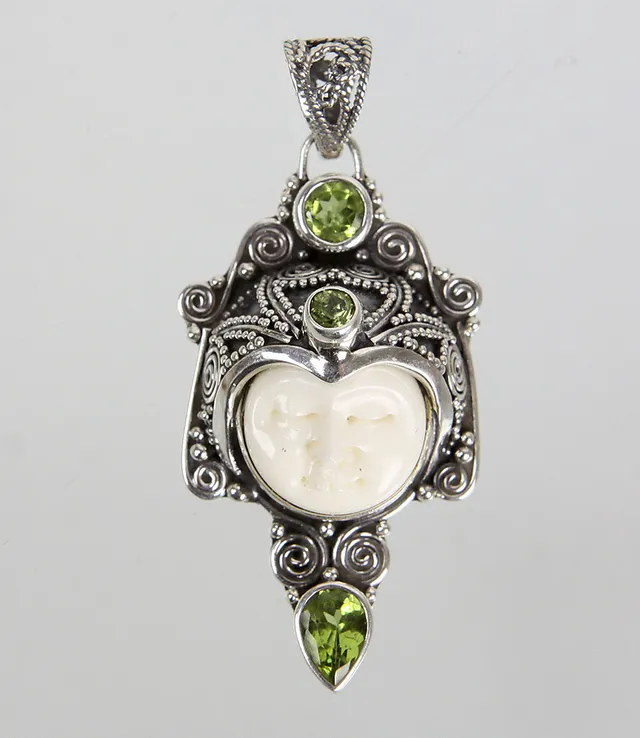 MASKEN - ANHÄNGER MIT PERIDOT, SILBER 925.