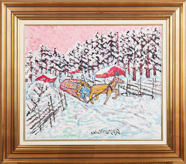 UNO VALLMAN. "Timmerfora/vinter", olja på duk, signerad Uno Vallman.