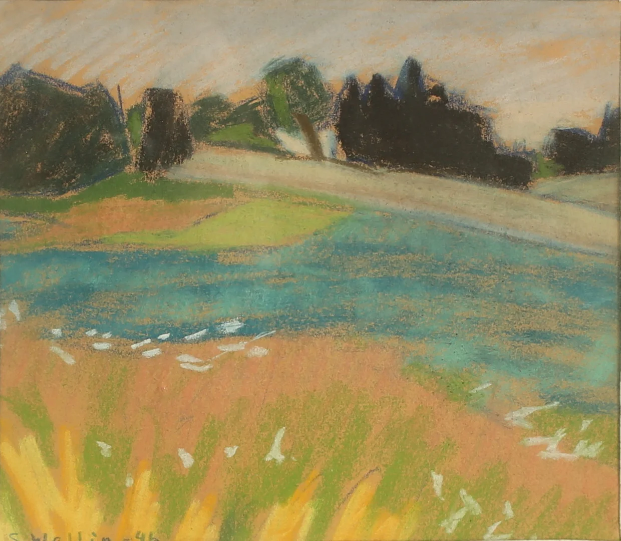 SAM WALLIN. Pastell, signerad och daterad 46. — Paintings — RA Auktionsverket Norrköping