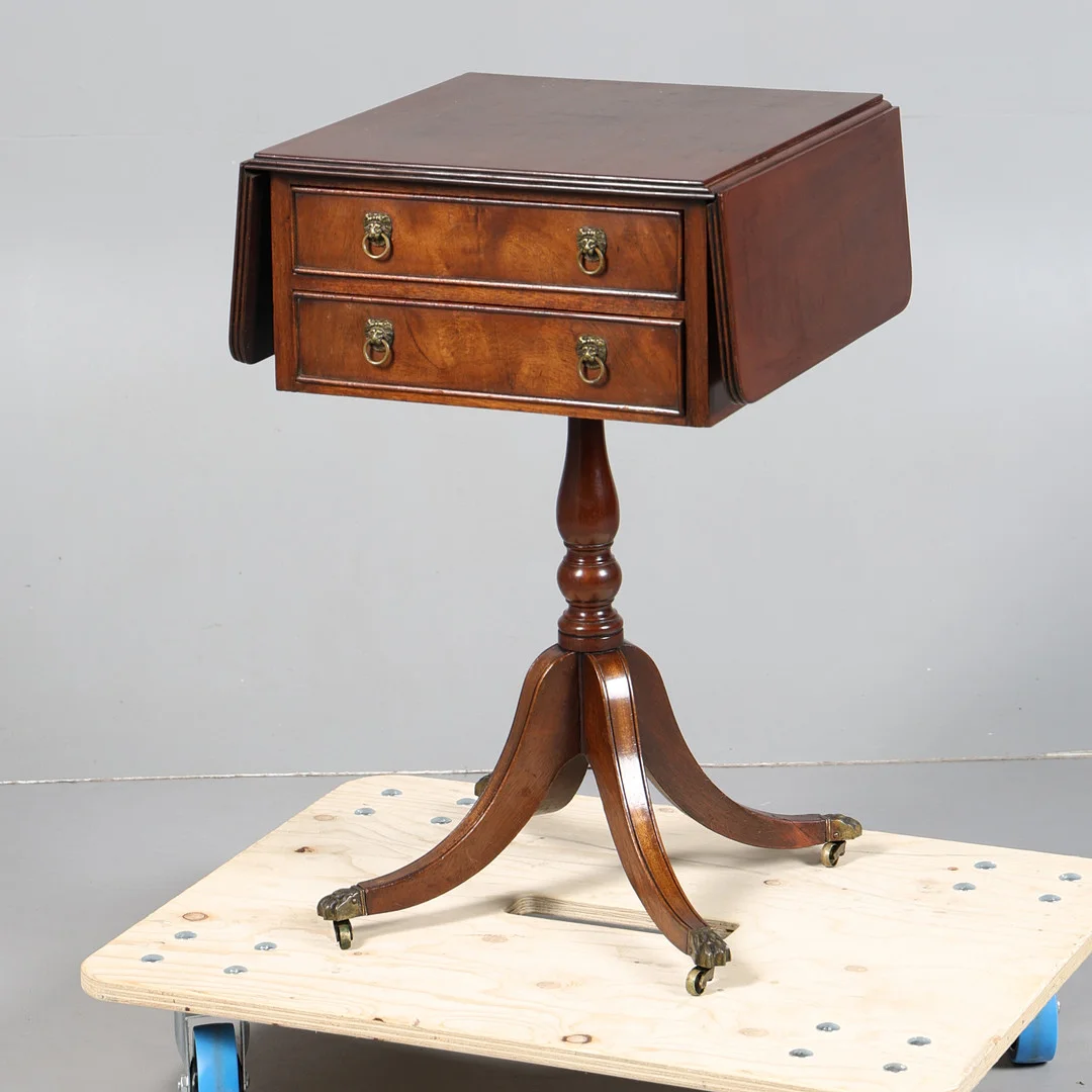 A GEORGE III STYLE MAHOGANY WORK TABLE. — Tables — Bishop & Miller