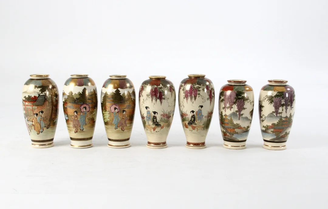 Japanese Satsuma vases (7) — Hobby and collectibles/Asian art — Lauritz