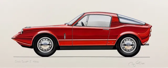 RONY LUTZ. SAAB. Original. Saab Sonett II, Monaco Red.