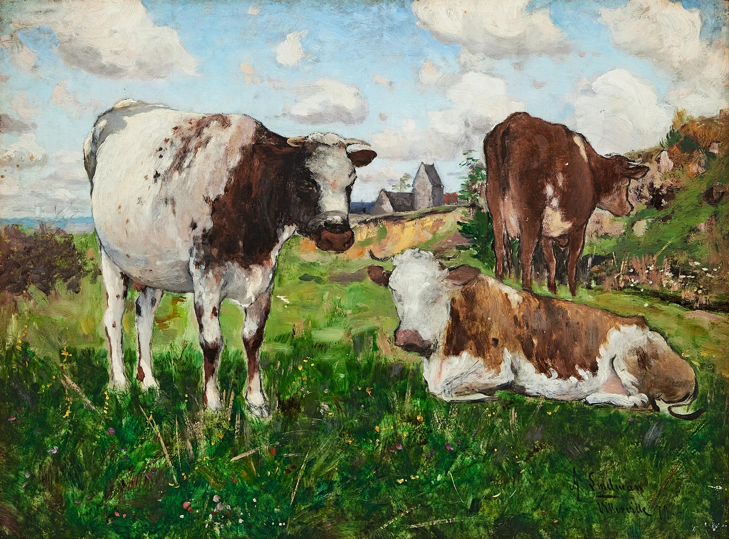 AXEL LINDMAN (1848‑1930). Kor på äng. — Paintings — Stockholms Auktionsverk Magasin 5