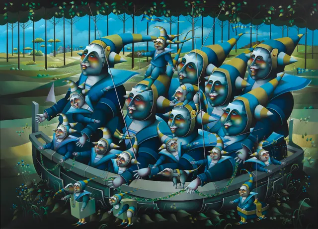 Ythjall, Terje — "Innlandsmatroser" (Forberedelse til feiring av hjemkomsten før reisen har begynt), 1999