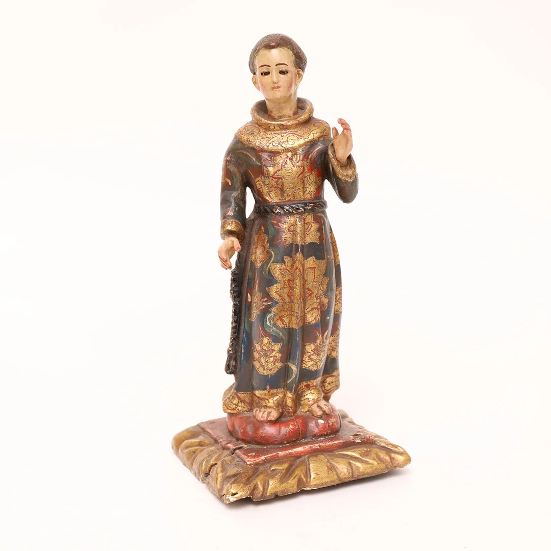 ESCUELA ESPAÑOLA, SIGLO XVIII. SAN ANTONIO DE PADUA, talla en madera policromada. — Sculptures & Bronzes — Barcelona Auctions