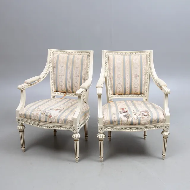 KARMSTOLAR, 1 par, gustaviansk stil, 1900-tal.