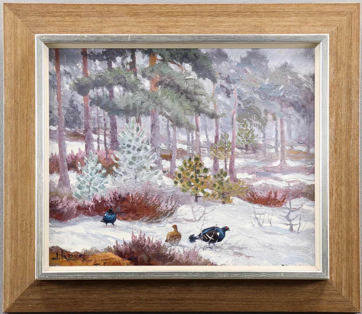 JOHANNES RAVN. Vinterlandskap med orrar. — Paintings — Karlstad Hammarö Auktionsverk